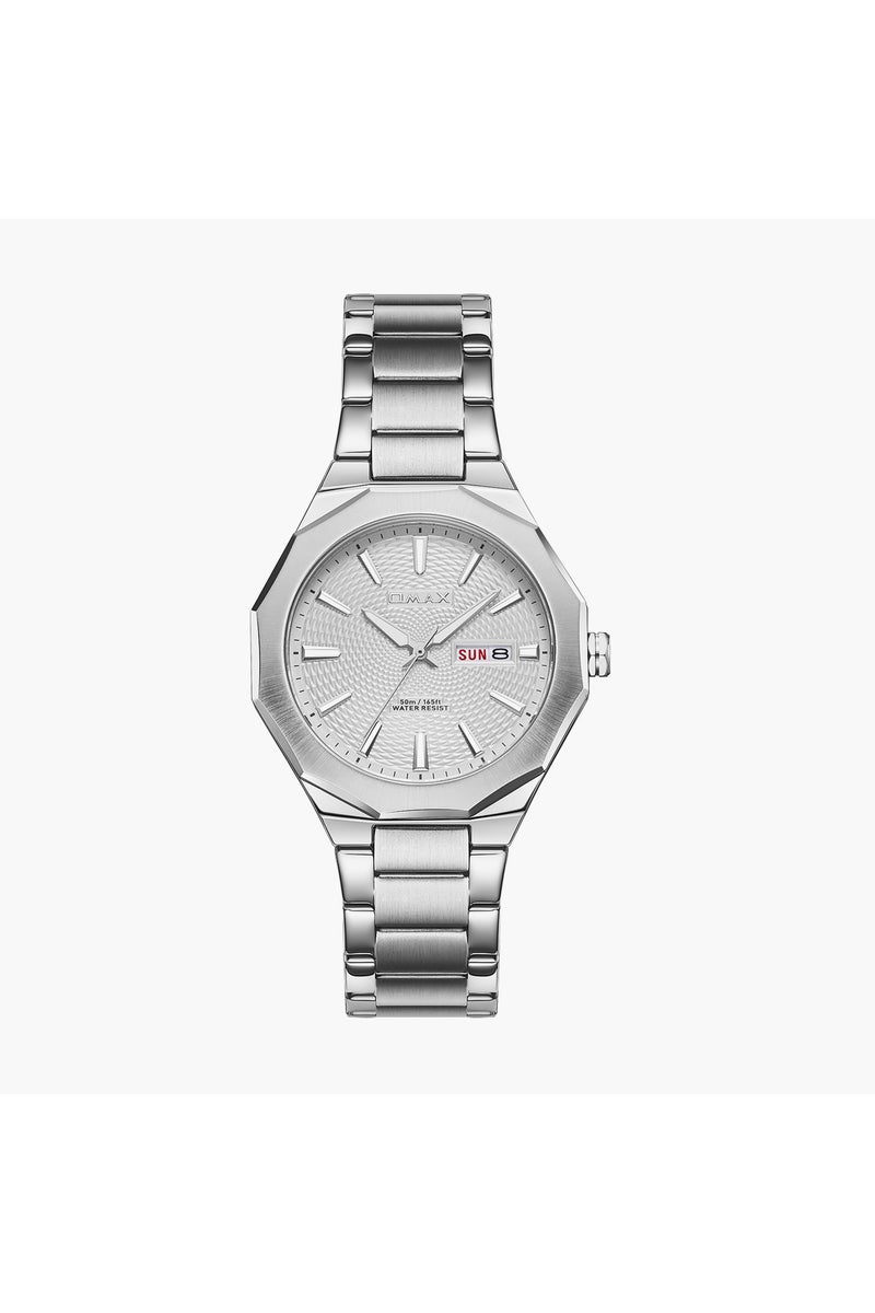 OMAX Men's 42MM Silver Analog Metal Strap Watch | 00BFD001I008 - Image 1